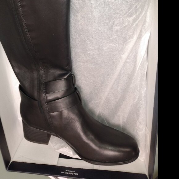 NWB Naturalizer Women's Dale Black WP Leather Knee High Boots sz 8 - Picture 4 of 12